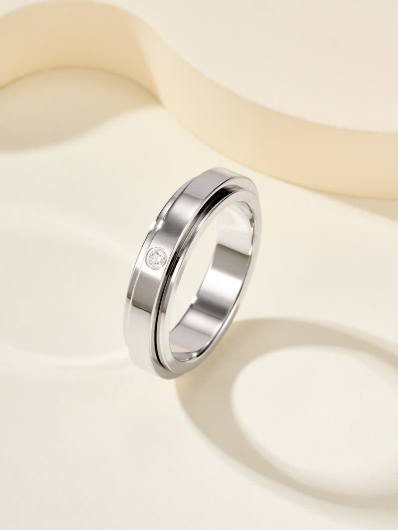 Time Run Narrow Single Diamond Ring - 图片 7