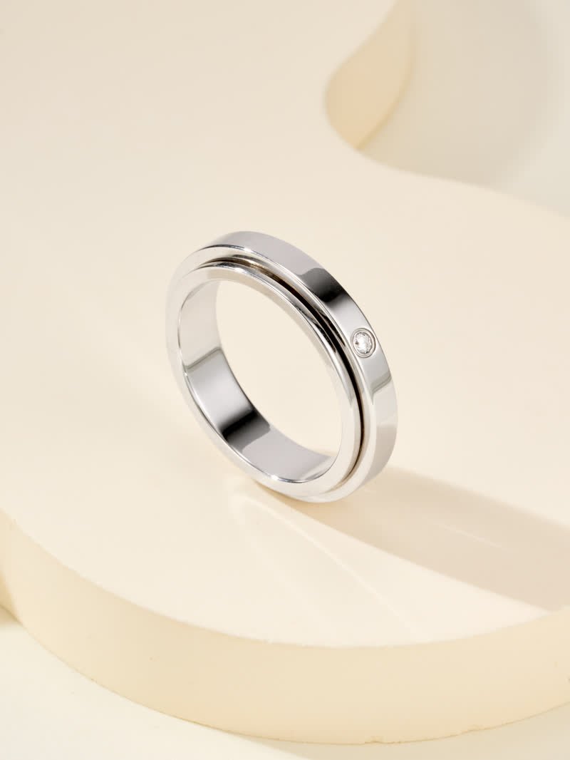 Time Run Narrow Single Diamond Ring - 图片 8