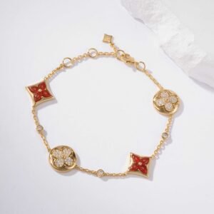 LV Classic Four Flowers Diamond Chalcedony 3 Diamond Bracelet