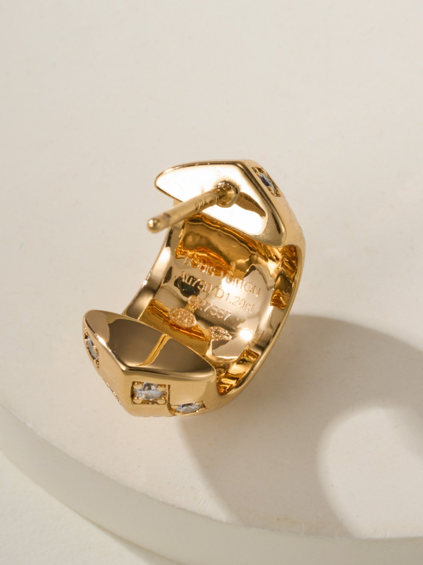 LV Damier pattern classic checkered square diamond earrings - Image 10