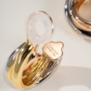 Trinity tricolor ring earrings without diamonds(Ear clip style )