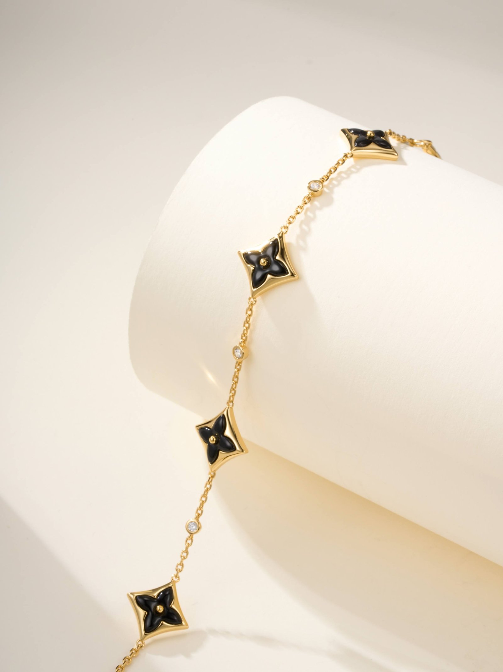 LV Classic Four Diamond Gold Black Agate 3-Diamond Bracelet - 图片 19