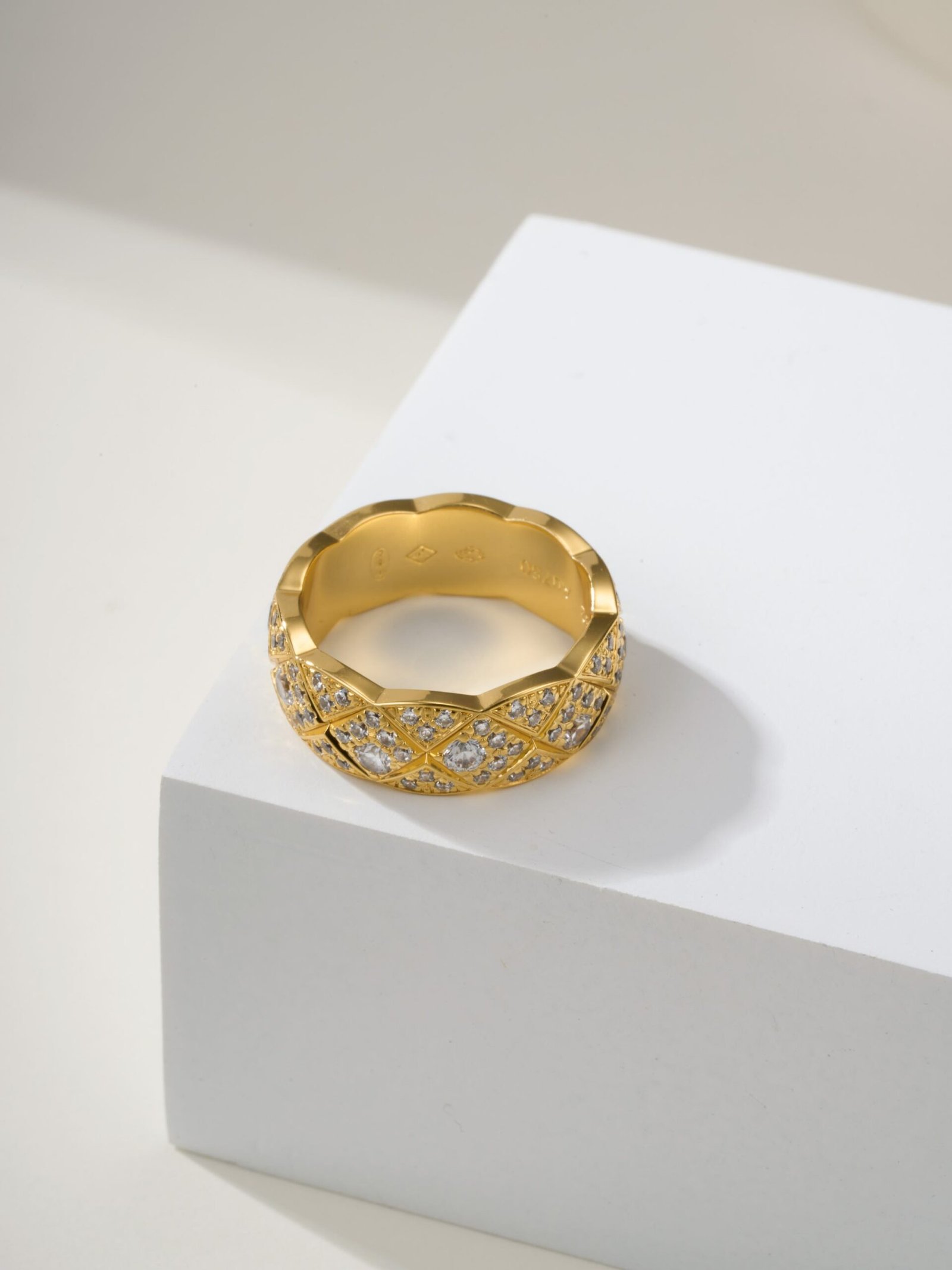 Coco standard handmade diamond studded diamond grid ring (CNC process) - 图片 6