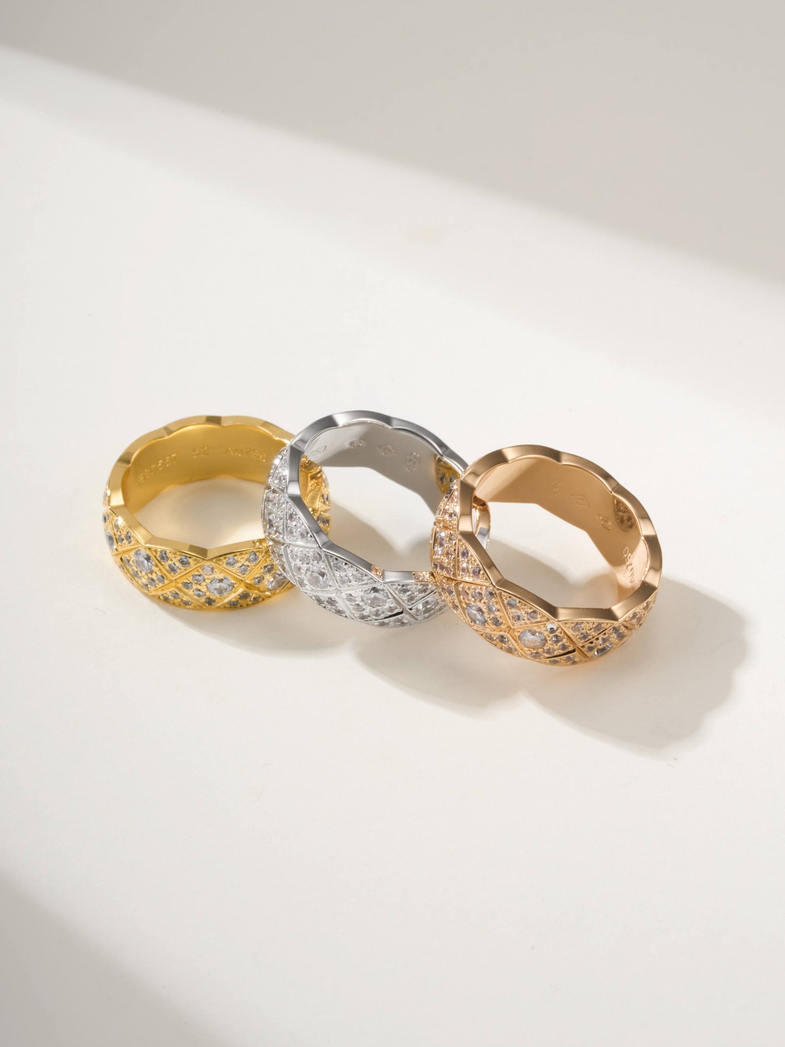 Coco standard handmade diamond studded diamond grid ring (CNC process)