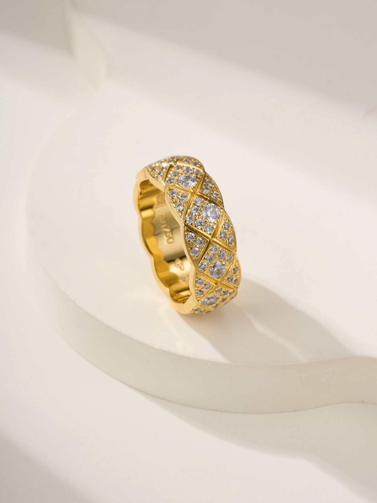 Coco standard handmade diamond studded diamond grid ring (CNC process) - 图片 5