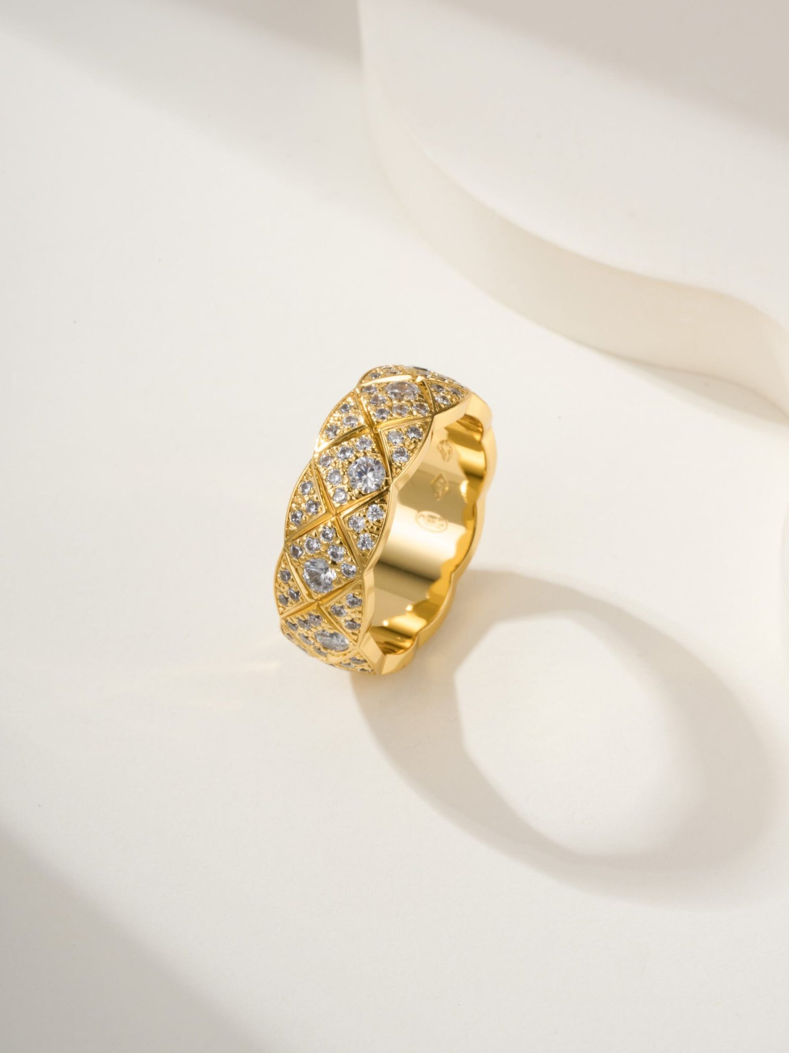 Coco standard handmade diamond studded diamond grid ring (CNC process) - 图片 2