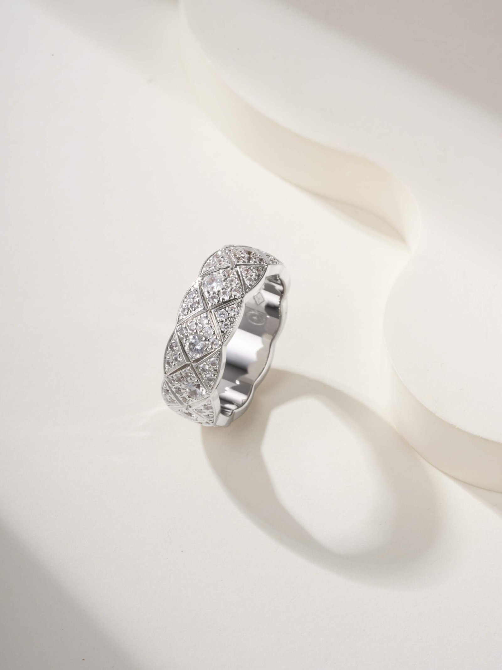 Coco standard handmade diamond studded diamond grid ring (CNC process) - 图片 3