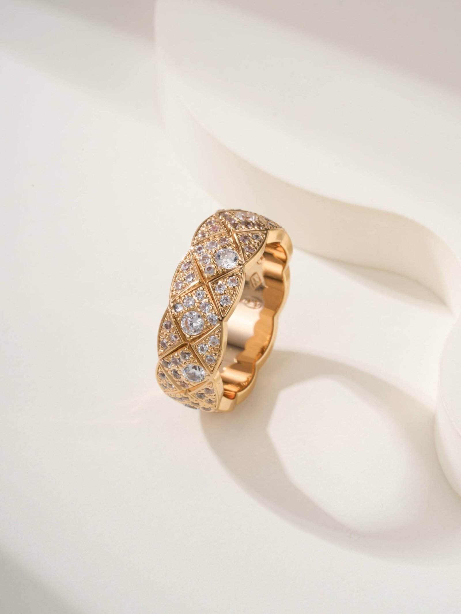 Coco standard handmade diamond studded diamond grid ring (CNC process) - 图片 4