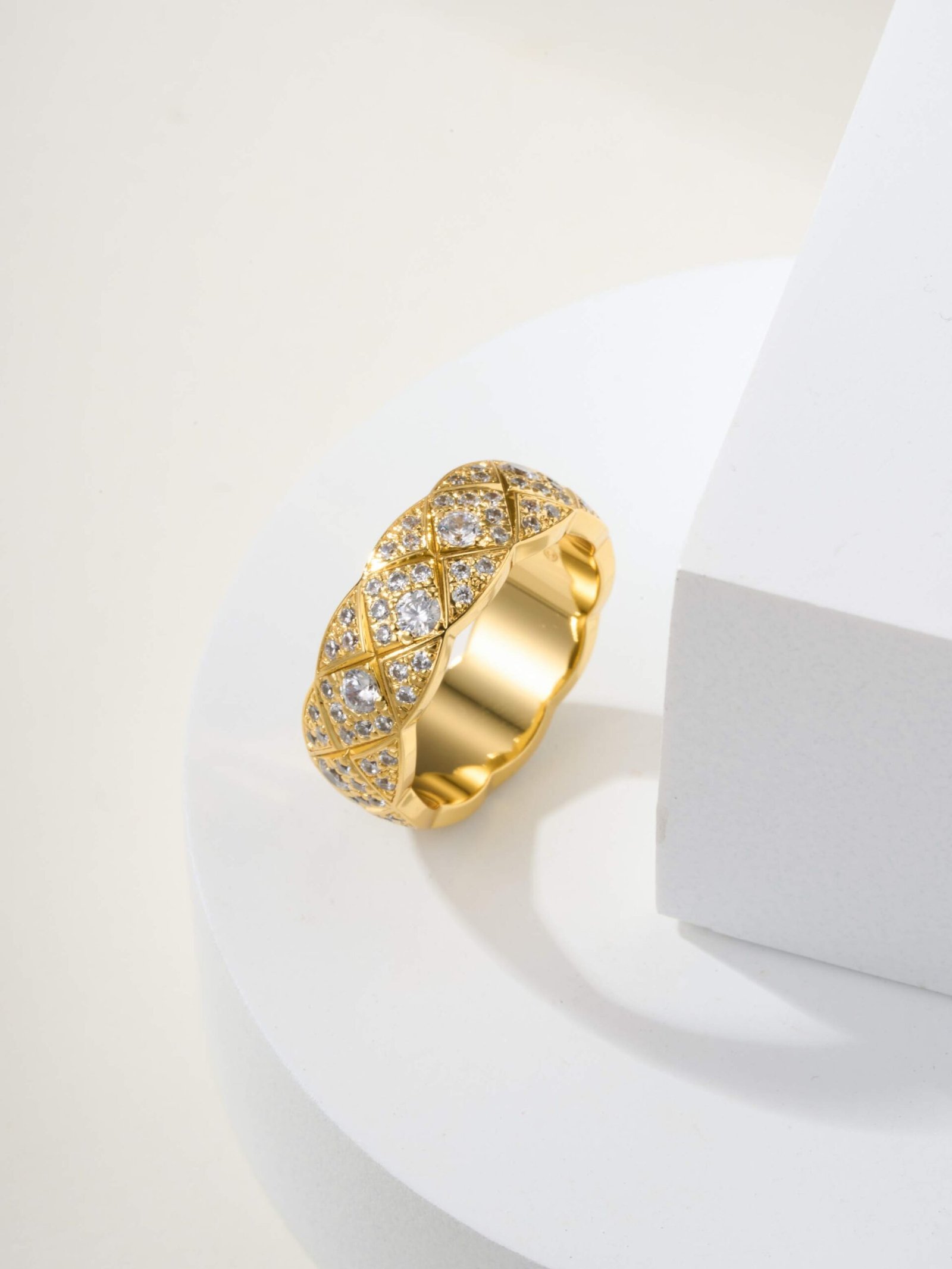 Coco standard handmade diamond studded diamond grid ring (CNC process) - 图片 9