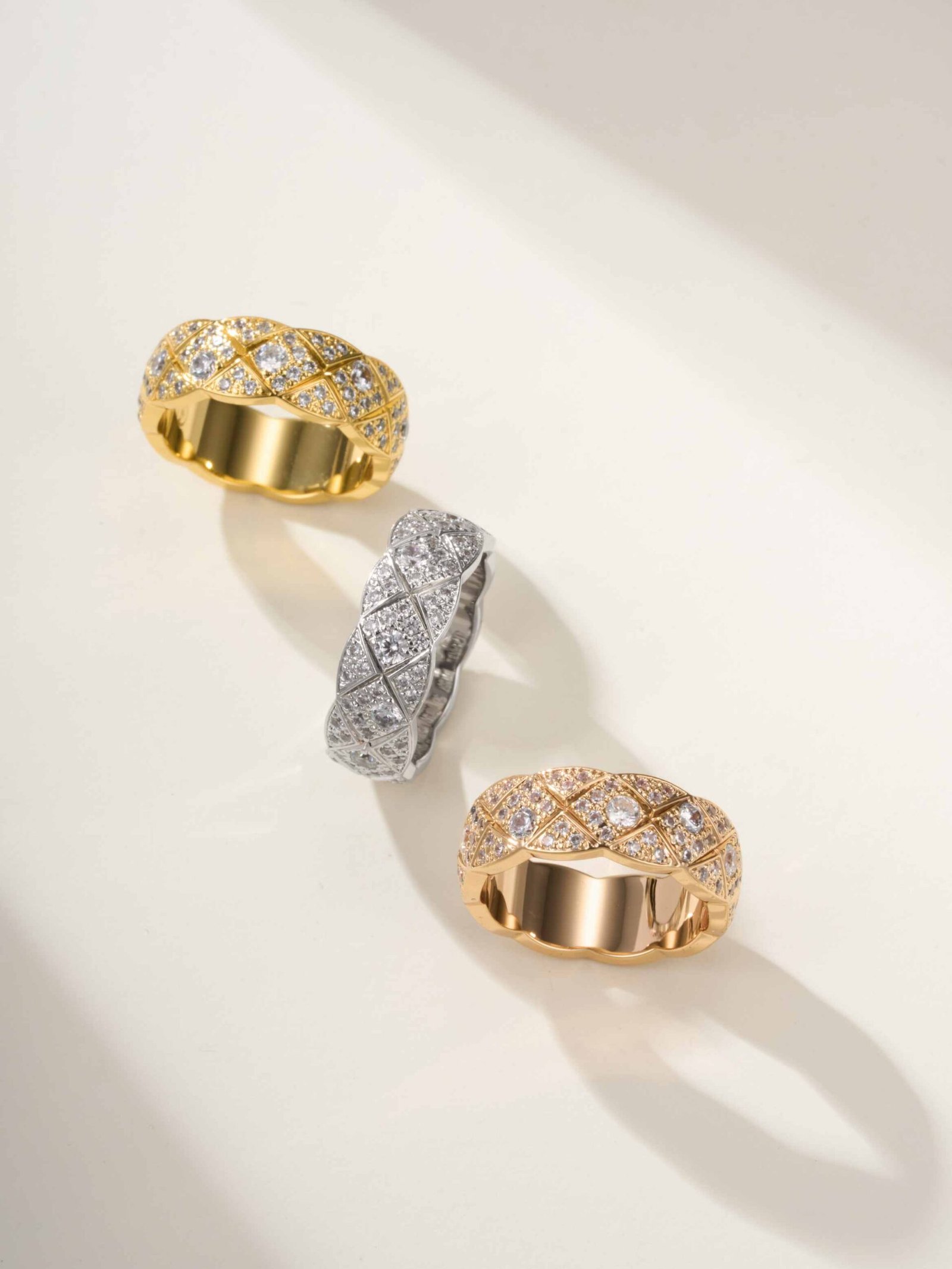 Coco standard handmade diamond studded diamond grid ring (CNC process) - 图片 10