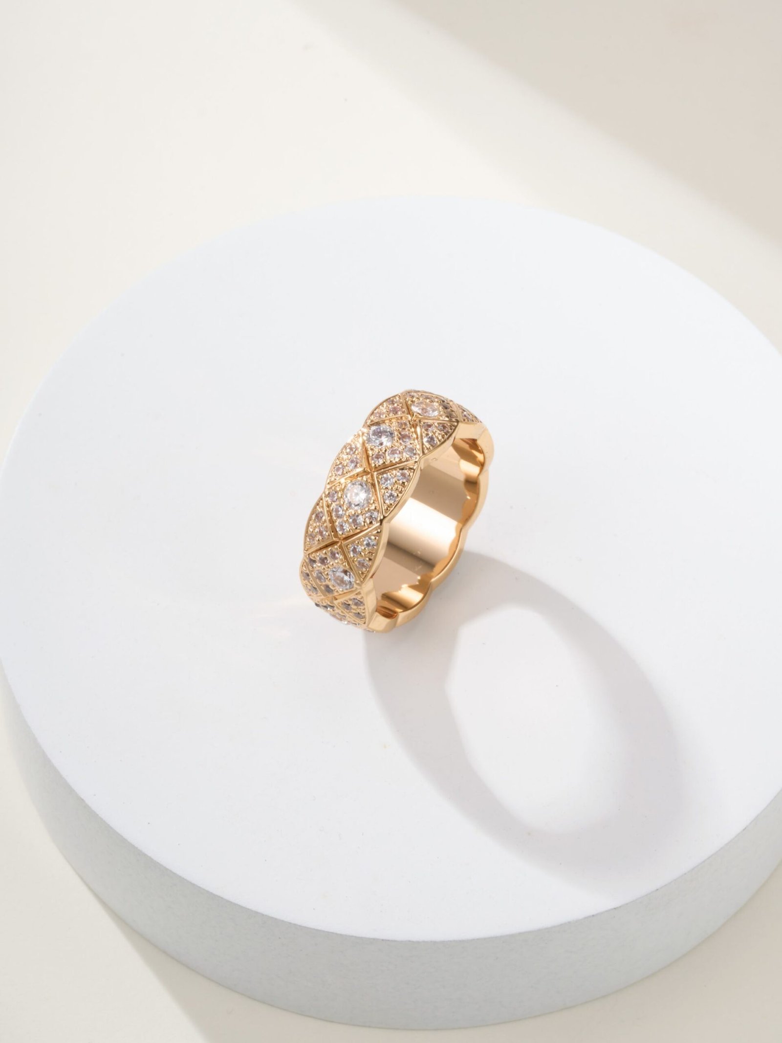 Coco standard handmade diamond studded diamond grid ring (CNC process) - 图片 11