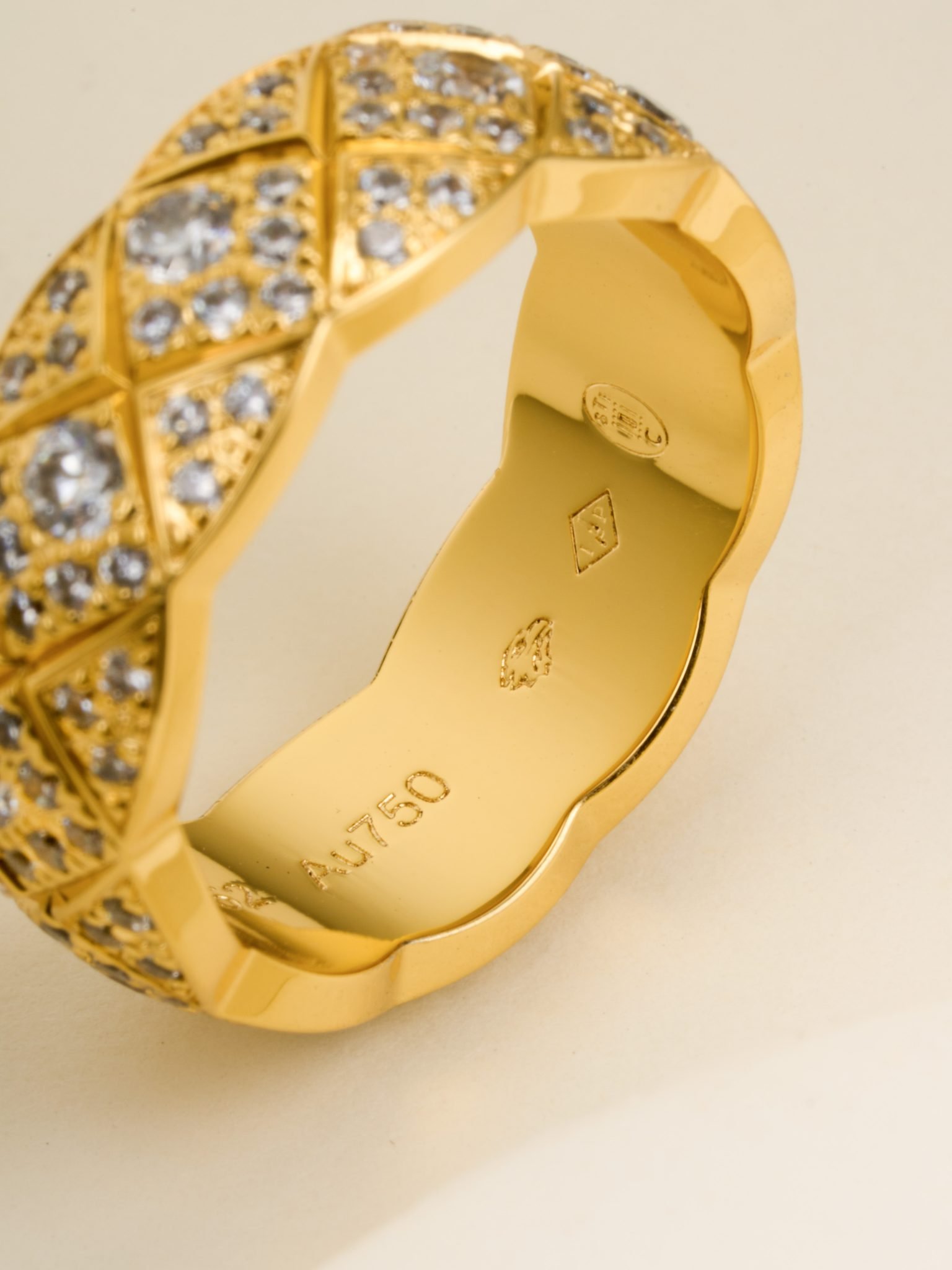Coco standard handmade diamond studded diamond grid ring (CNC process) - 图片 8