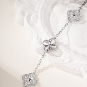 Diamond five flower bracelet with intricate carvings