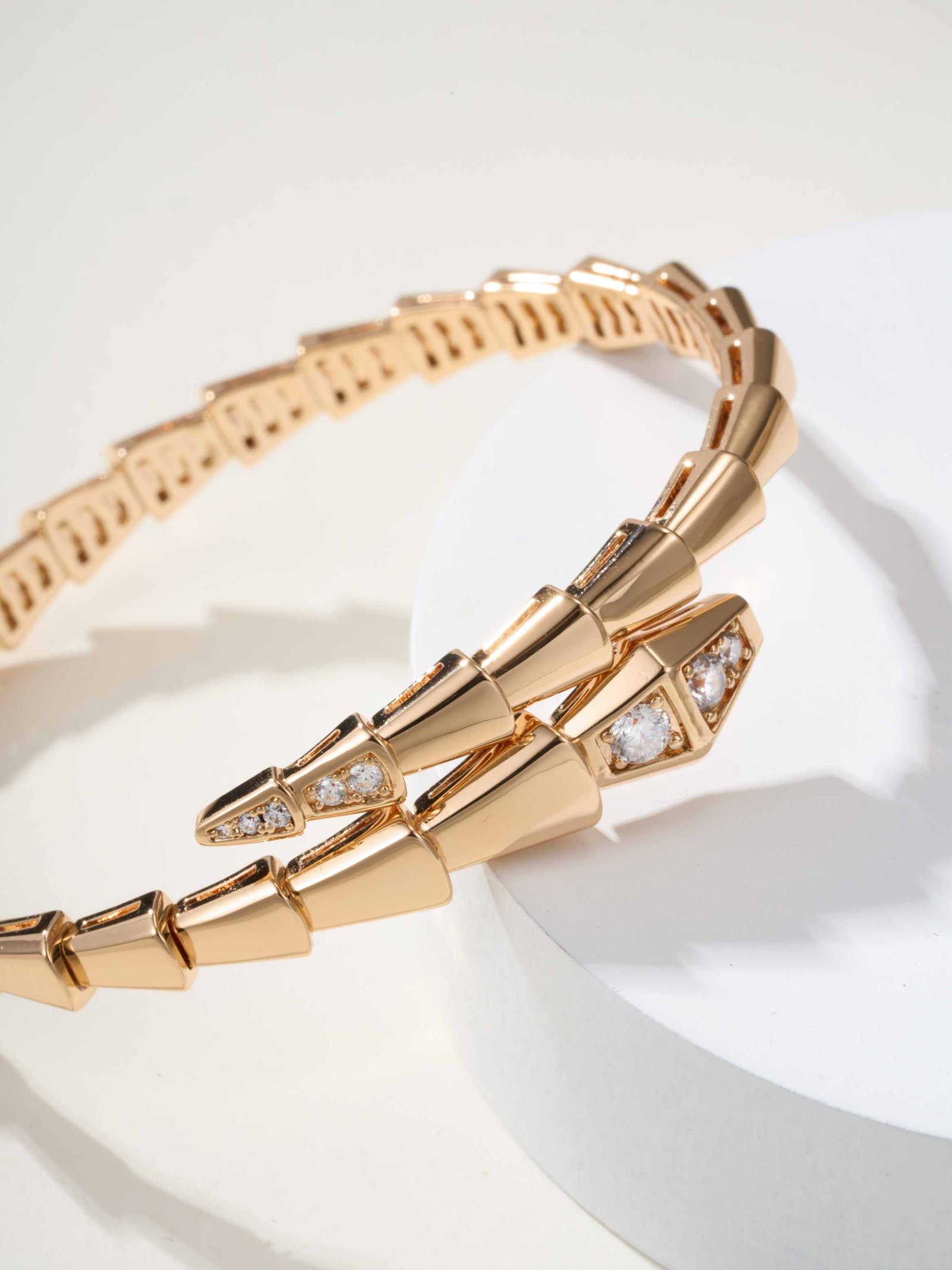 Elastic snake bracelet with diamond studded head and tail - Image 6