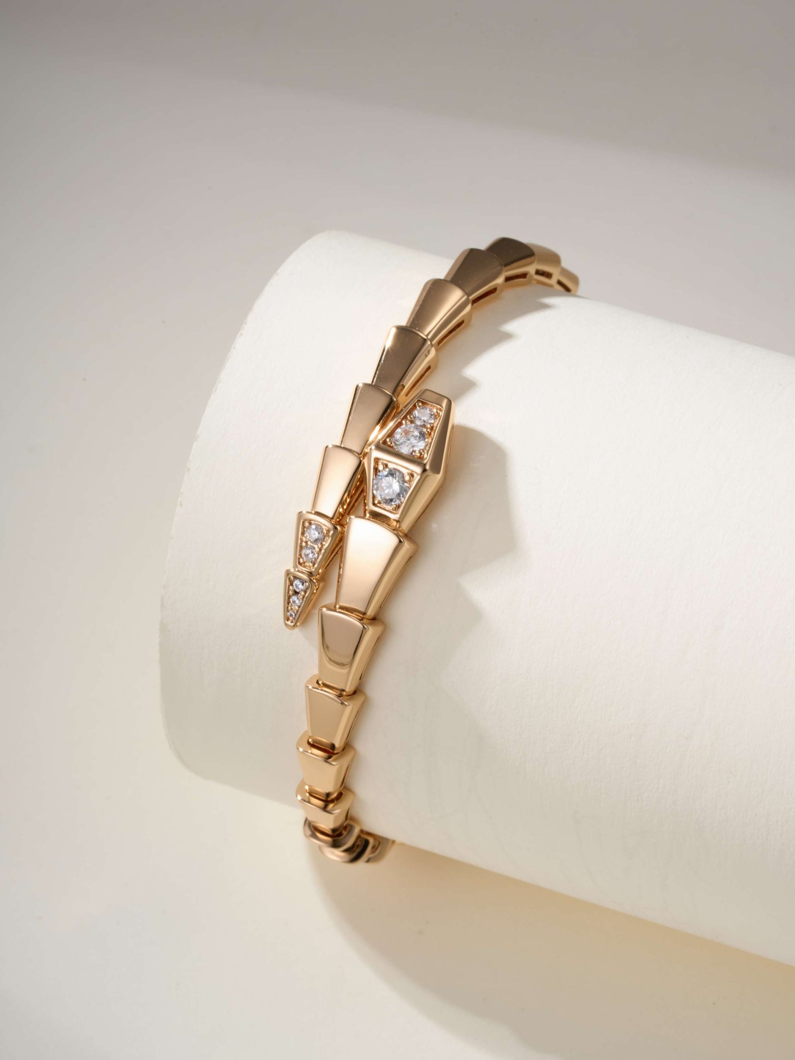 Elastic snake bracelet with diamond studded head and tail - Image 7