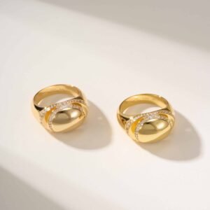 Cabochon series diamond studded rings