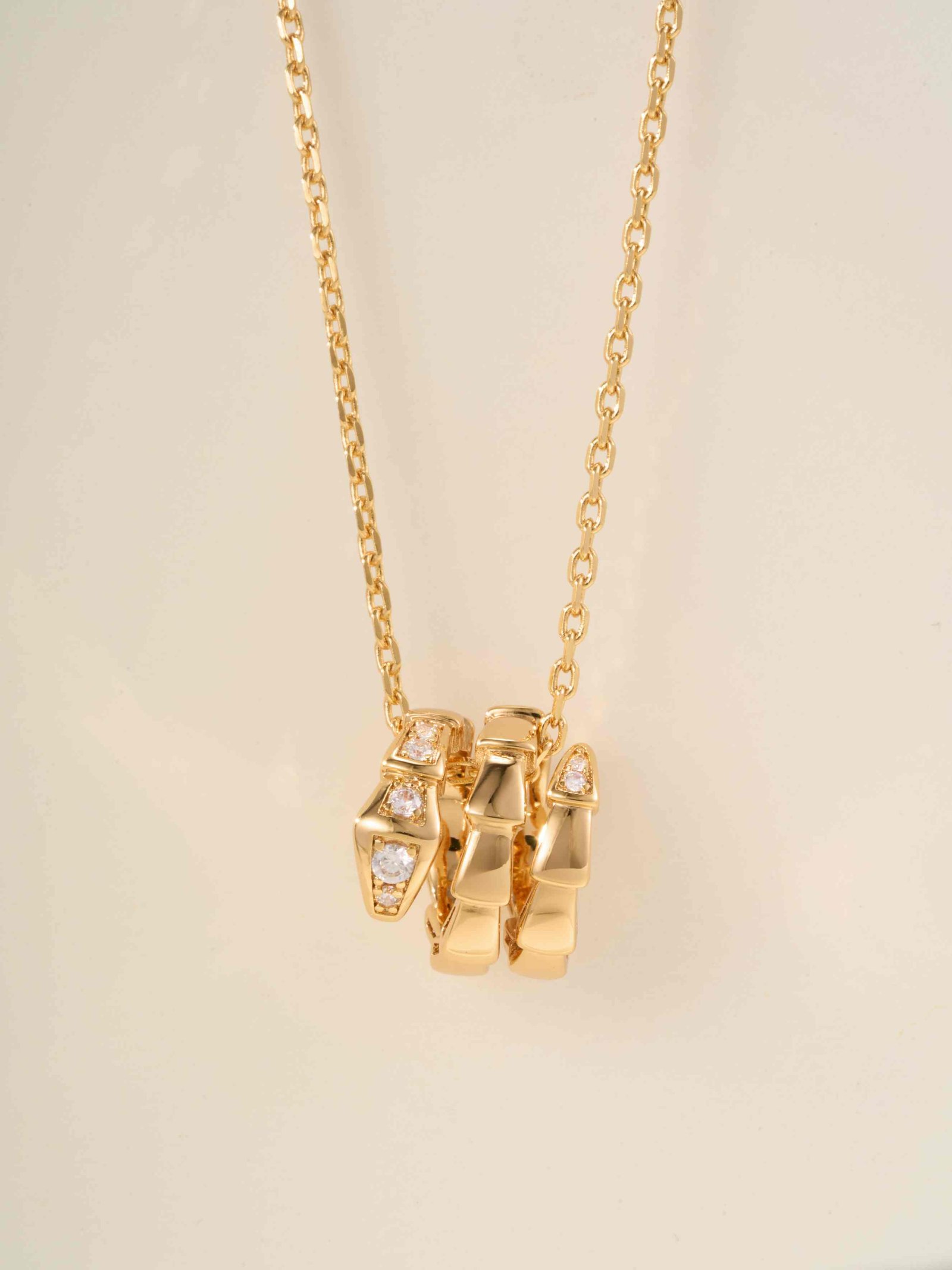 Spirit Snake Head Tail Diamond Snake Bone Necklace - 图片 3