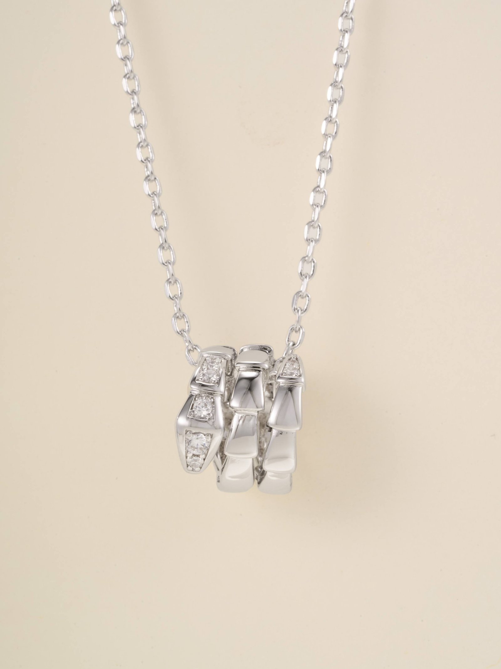 Spirit Snake Head Tail Diamond Snake Bone Necklace - 图片 2
