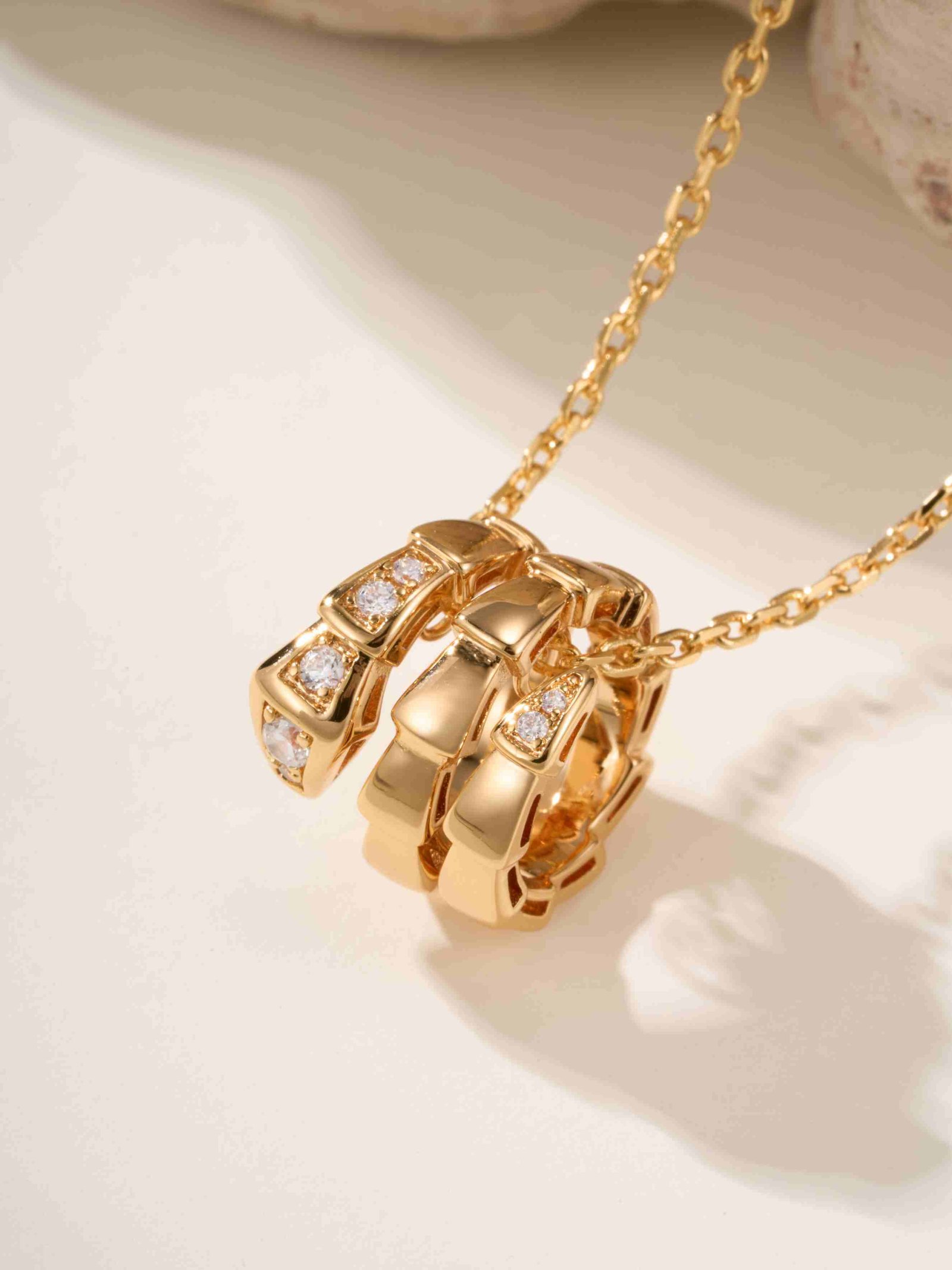 Spirit Snake Head Tail Diamond Snake Bone Necklace - 图片 5