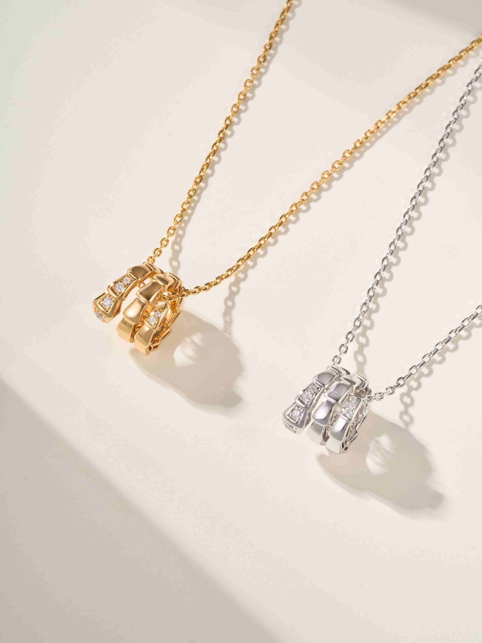 Spirit Snake Head Tail Diamond Snake Bone Necklace