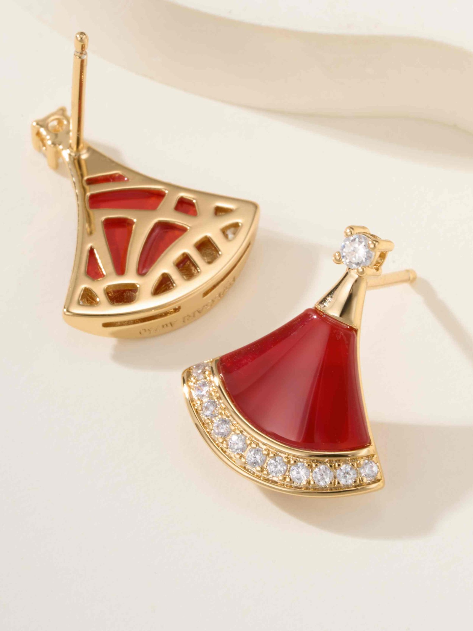 New version of small fan diamond studded earrings - 图片 7