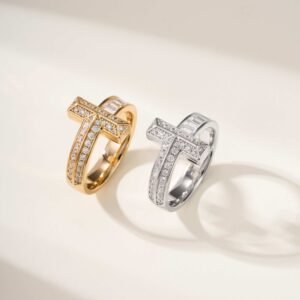 T1 Full Diamond Half Arm Square Diamond Ring