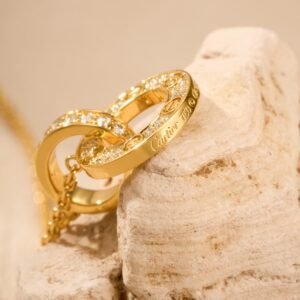 Xiaobing Double Ring Full Diamond Necklace