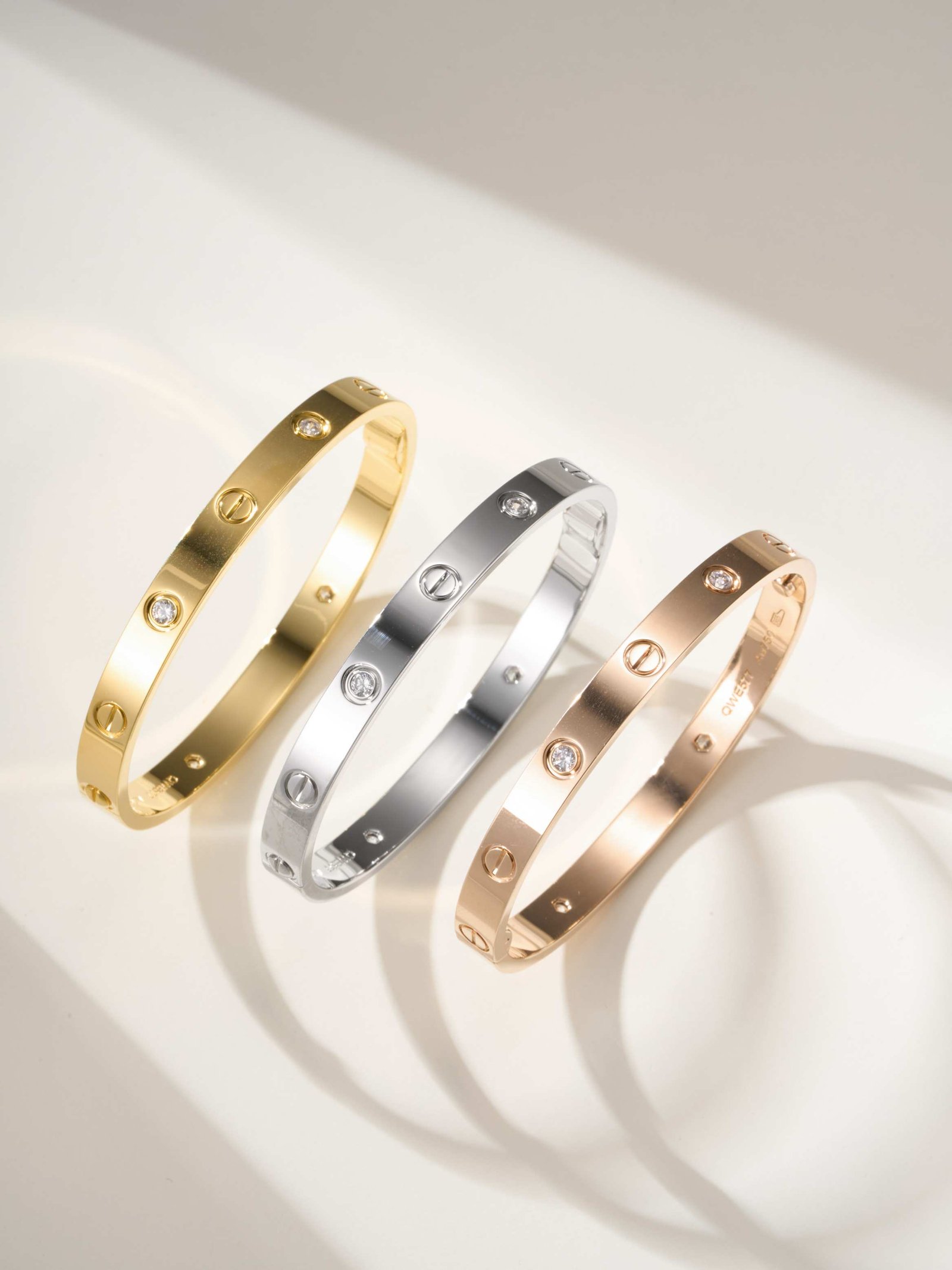 Classic LOVE Series Wide Four Diamond Bracelet