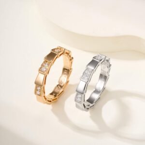 Narrow diamond snake bone ring