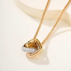 Trinity Pillow shaped 3-color Ring Diamond Set Necklace