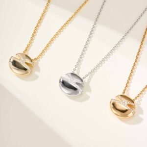 CABOCHON series diamond studded necklace