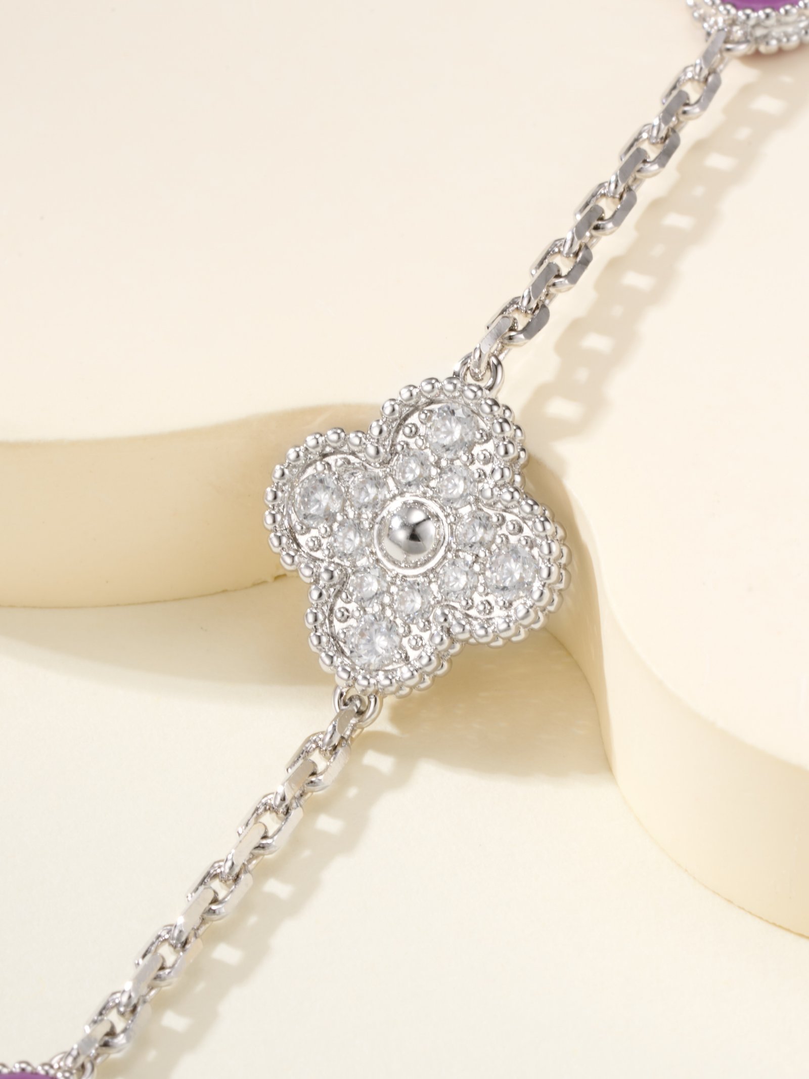 Ten flower diamond violet stone necklace - 图片 3