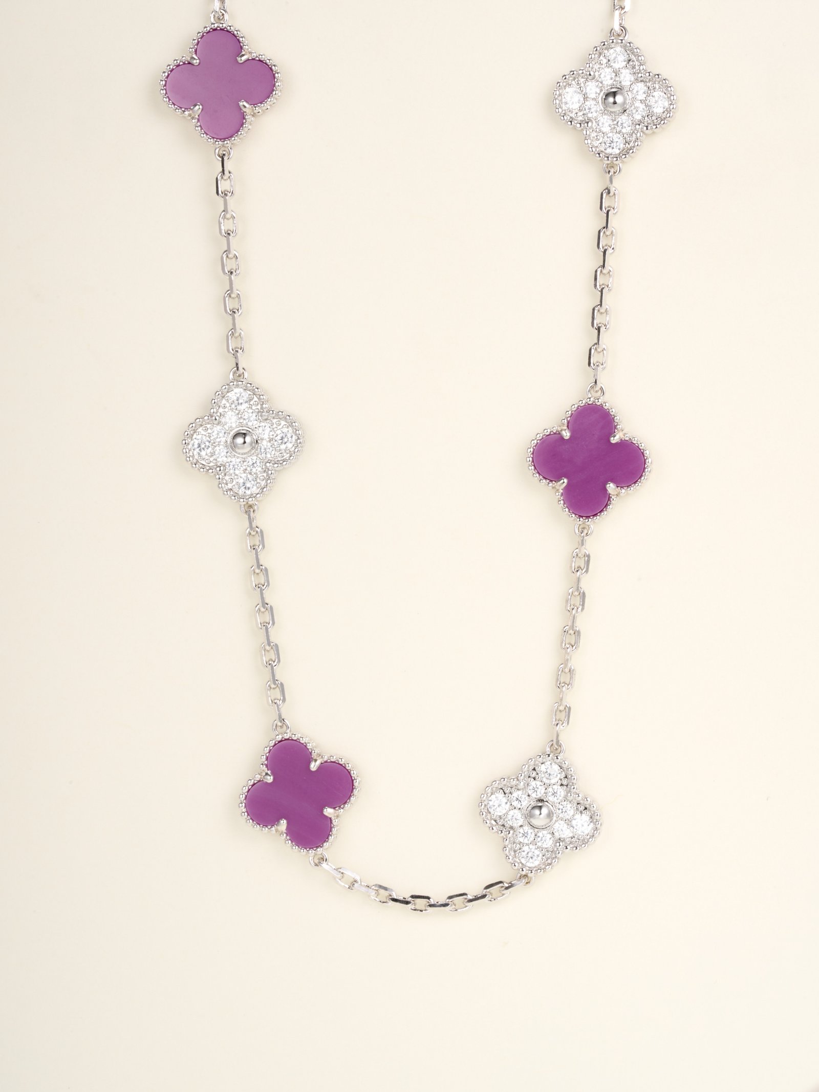 Ten flower diamond violet stone necklace - 图片 2