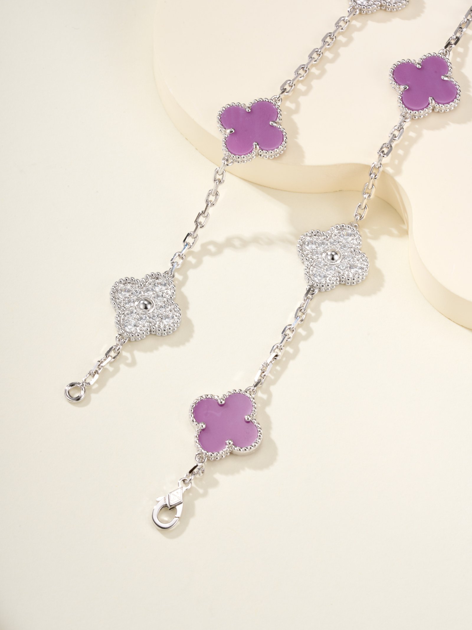 Ten flower diamond violet stone necklace - 图片 6