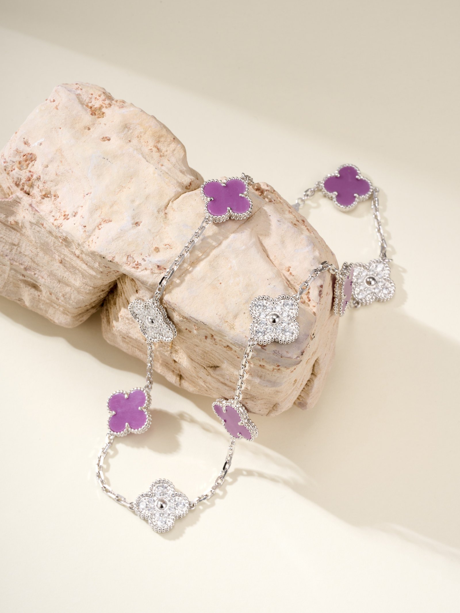 Ten flower diamond violet stone necklace - 图片 10