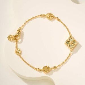 BU Opera Series Gold 3-Pattern Single Flower Tianhe Stone Bracelet (Small)