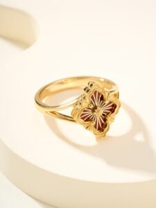 Buchirati OPERA TULLE Small Pattern Enamel Ring(Enamel red)