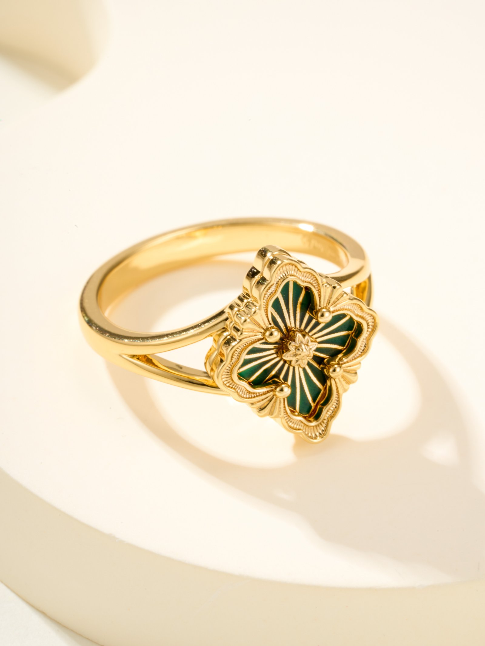 Buchirati OPERA TULLE Small Pattern Enamel Ring(Enamel green)