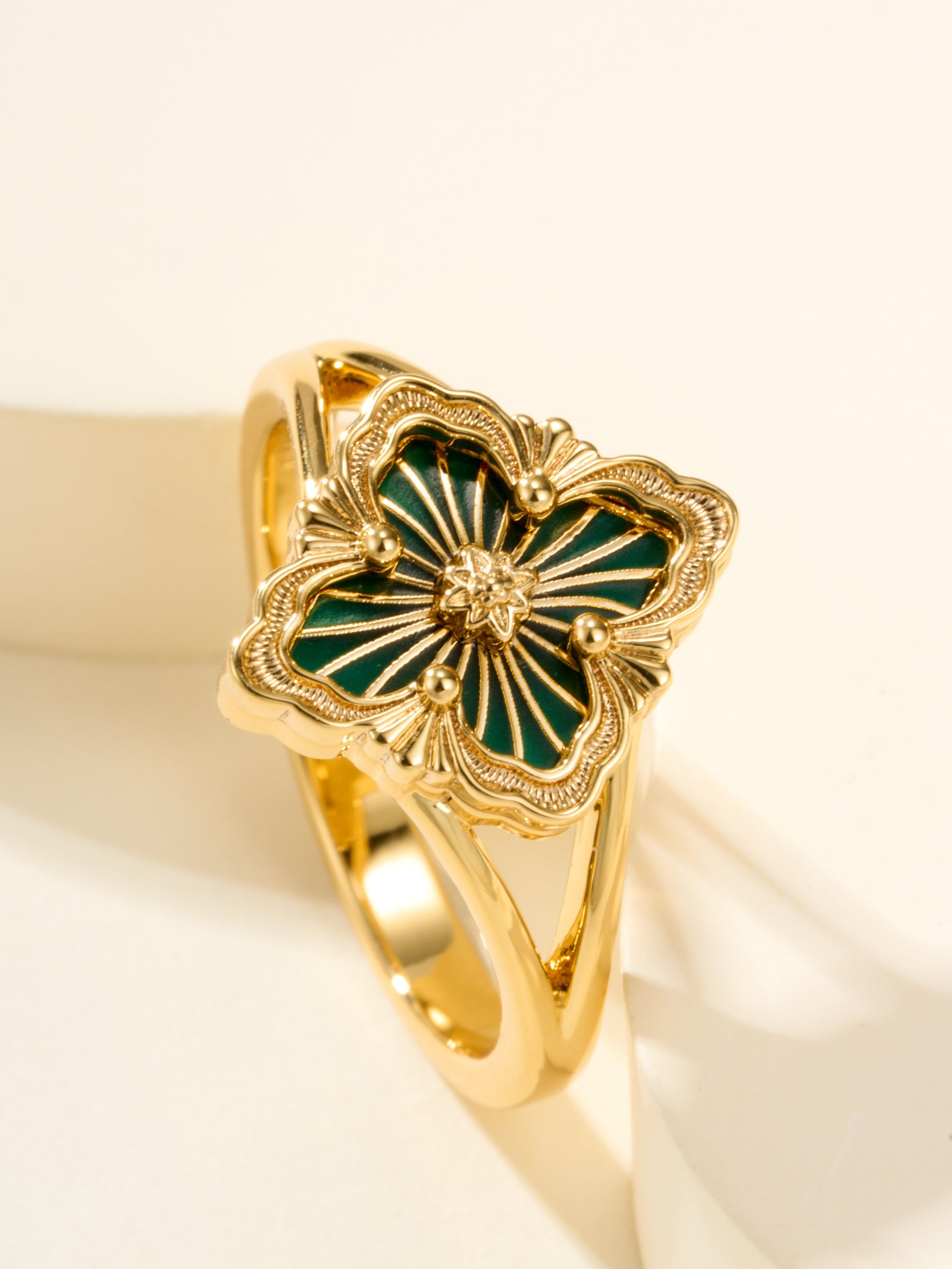 Buchirati OPERA TULLE Small Pattern Enamel Ring(Enamel green) - 图片 2