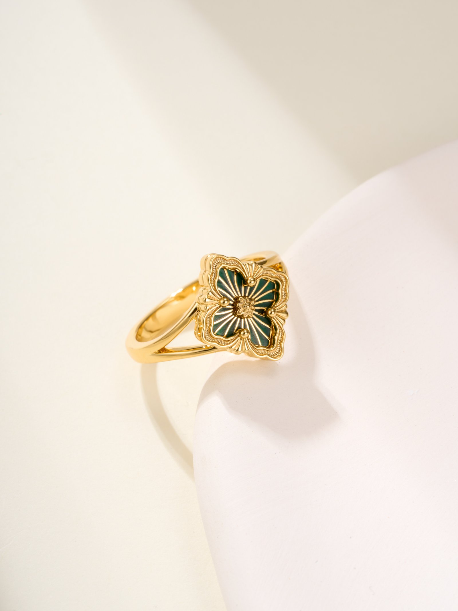 Buchirati OPERA TULLE Small Pattern Enamel Ring(Enamel green) - 图片 3