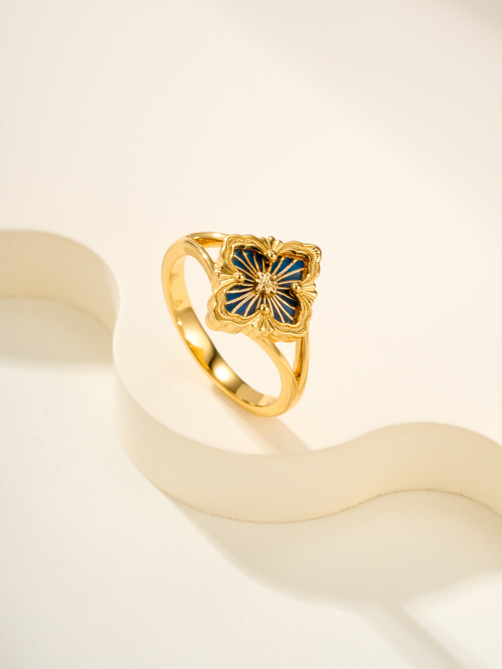 Buchirati OPERA TULLE Small Pattern Enamel Ring(Enamel Blue) - Image 8