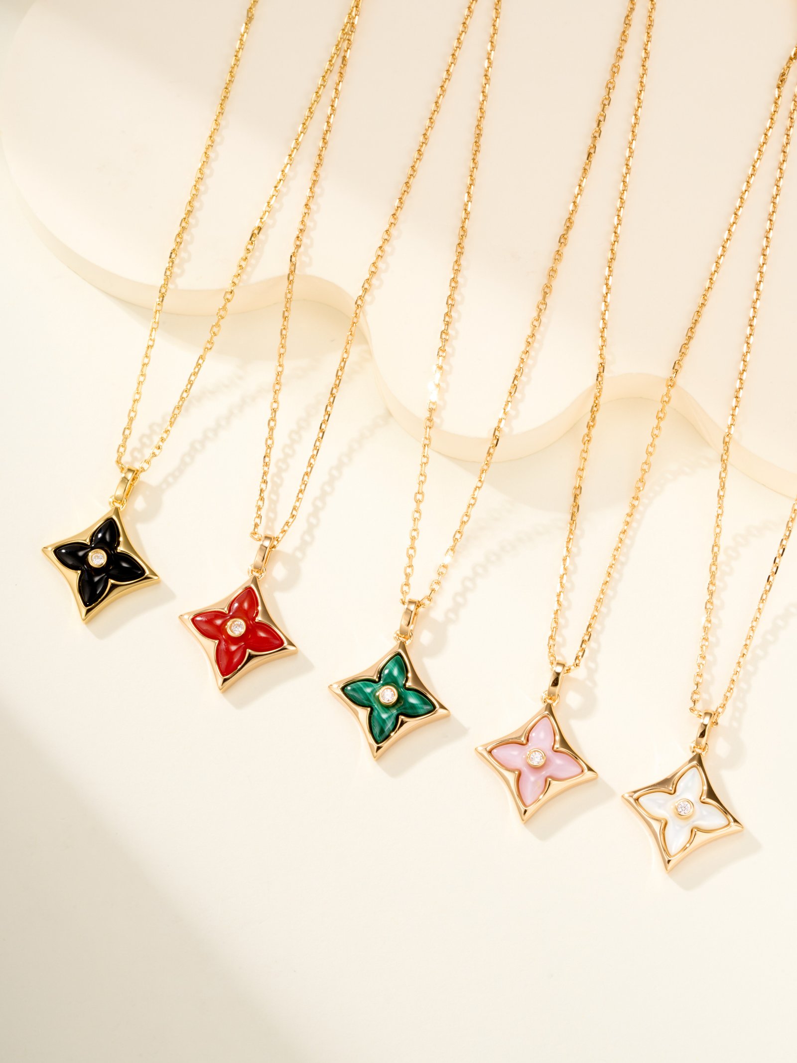 Color Blossom Diamond Petal Large Long Necklace