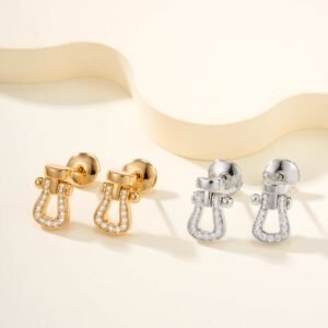 Fred's Small Half Diamond Horseshoe Buckle Earrings