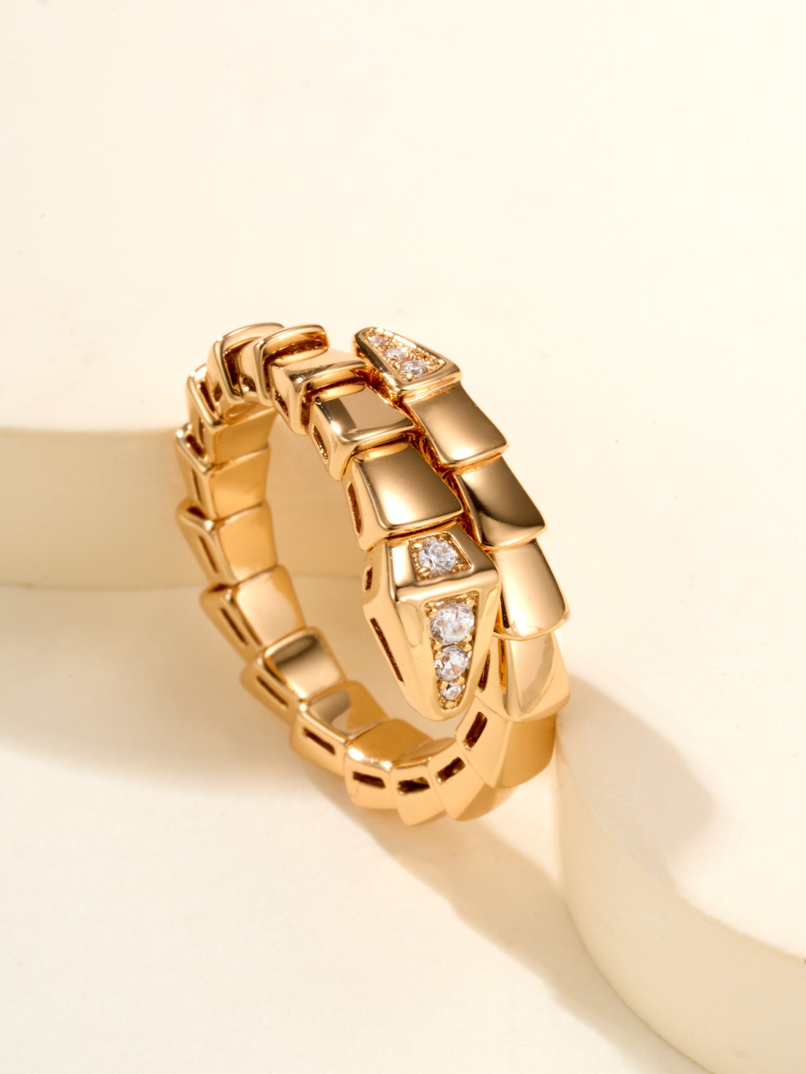 Elastic Snake Ring (Head and Tail Diamond) - Image 8