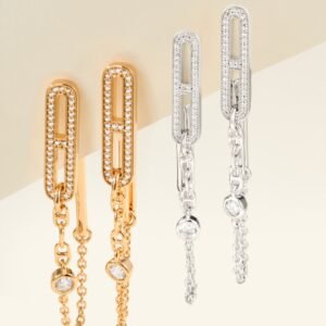 Pig Nose Diamond Chain Earrings