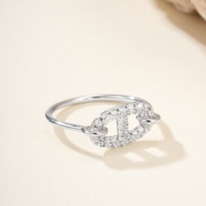 Hermes Full Diamond Pig Nose Ring (Color White)