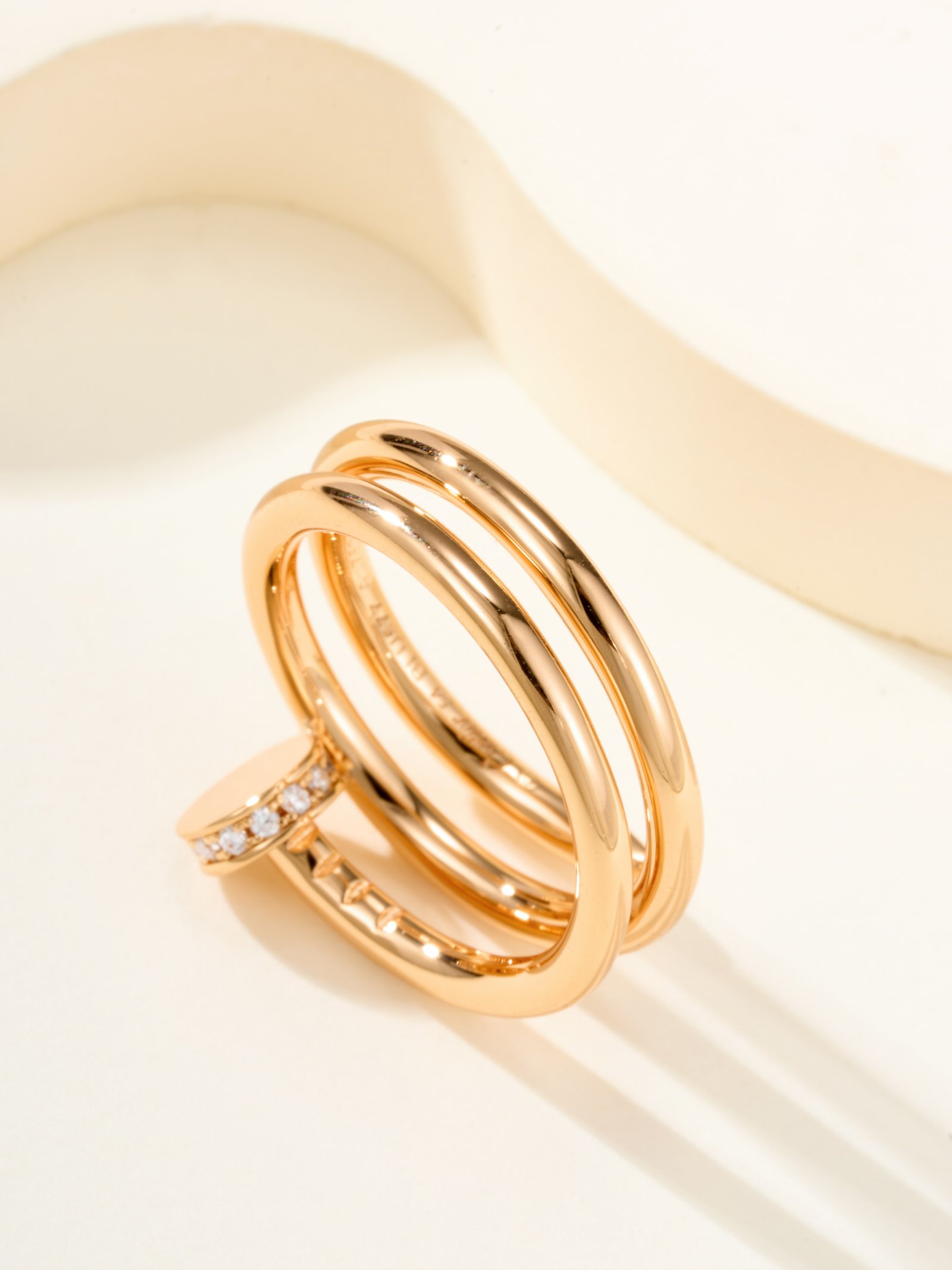 Nail double ring head and tail diamond ring - 图片 4