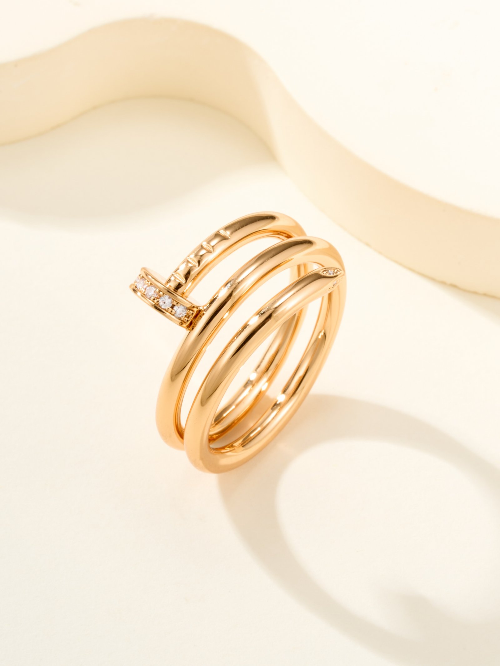 Nail double ring head and tail diamond ring - 图片 3