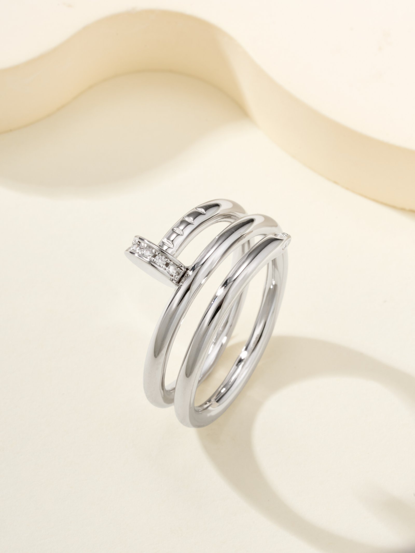 Nail double ring head and tail diamond ring - 图片 2