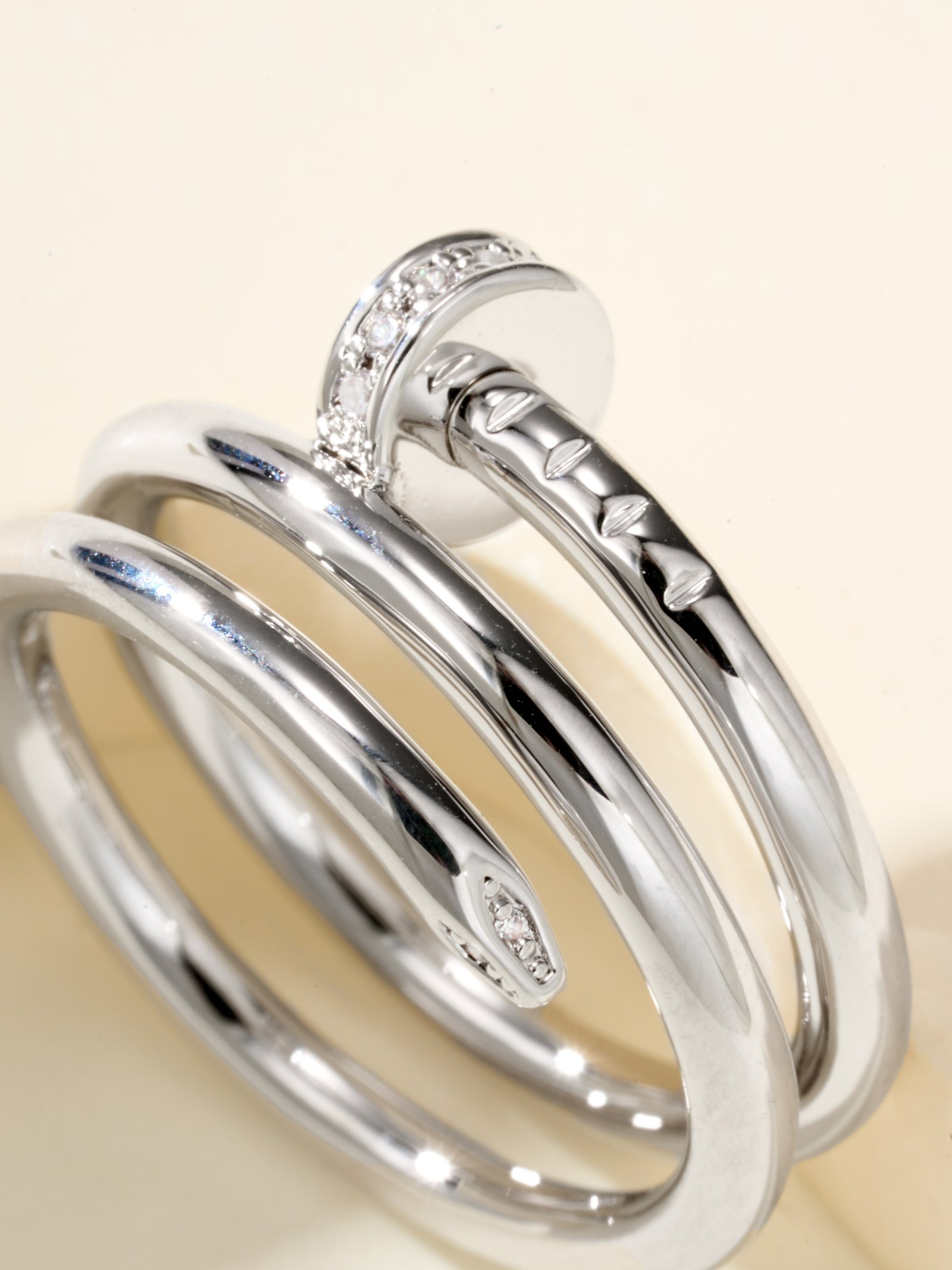 Nail double ring head and tail diamond ring - 图片 6